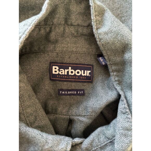 BARBOUR Men’s Long Sleeve Tailored Fit Flannel Shirt Green Size XXL Button Down - Picture 2 of 10